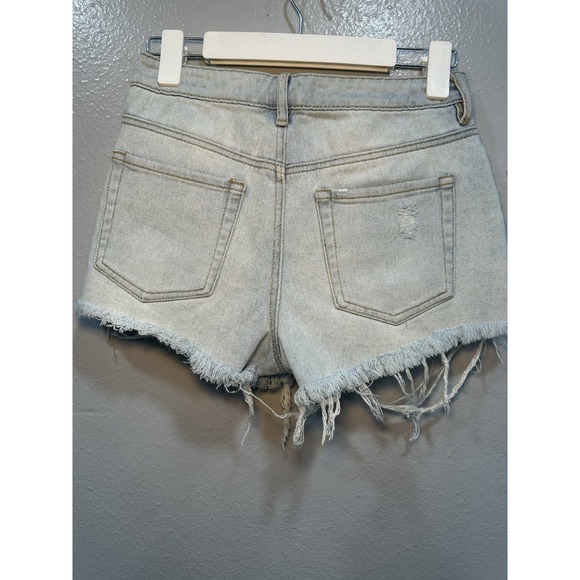 Pacsun Shorts Women's Size 25 High Rise Cut-Off Denim Distressed 5 Pockets Lt. B - Picture 7 of 9